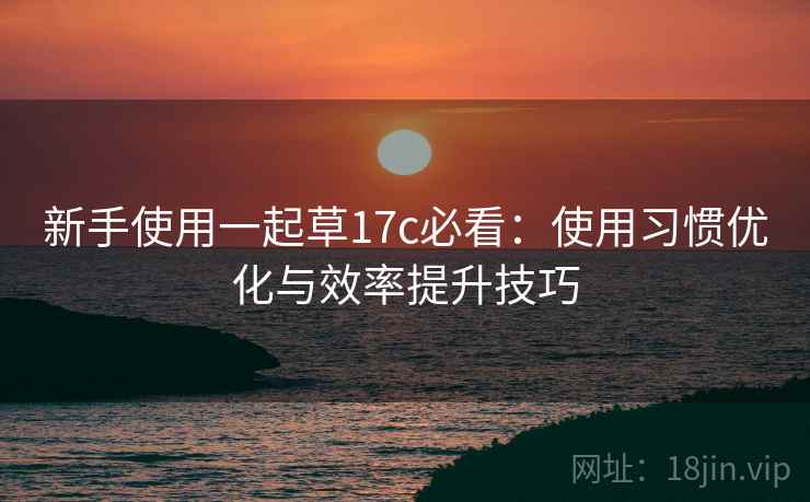 新手使用一起草17c必看：使用习惯优化与效率提升技巧