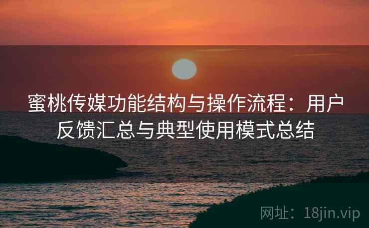 蜜桃传媒功能结构与操作流程:用户反馈汇总与典型使用模式总结 蜜桃传媒功能结构与操作流程:用户反馈汇总与典型使用模式总结